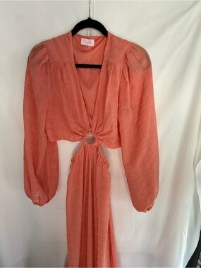 Pink Lily Coral Maxi Dress with Ring Detail